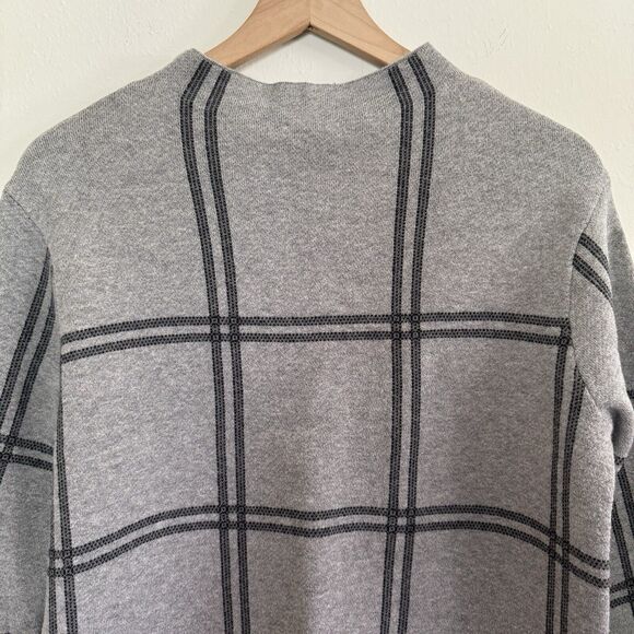 J.Jill Mock Neck Sweater Top Women’s Size S Gray Black Pane Pattern - Picture 5 of 10